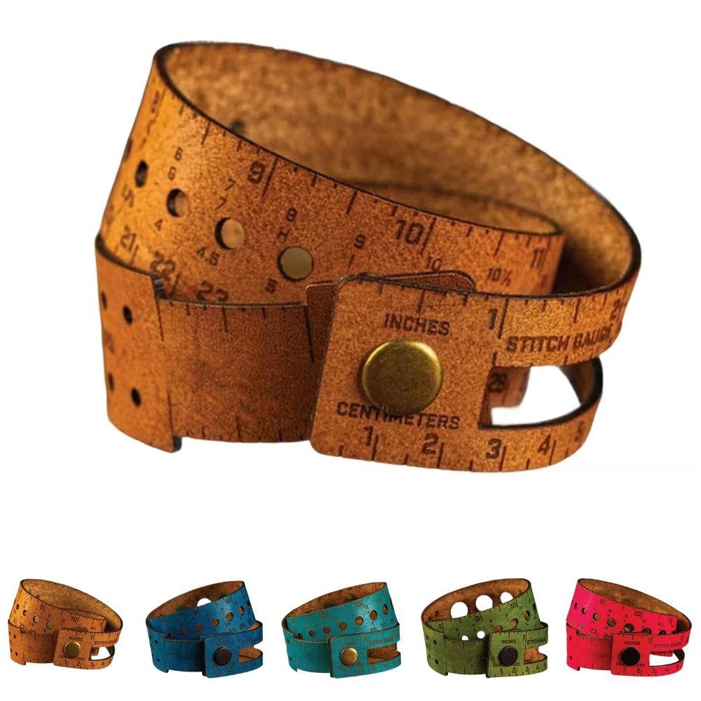 Stitch Markers Storage 7-in-1 Leather Measuring Tool Multifunctional Knitting Sewing Tools