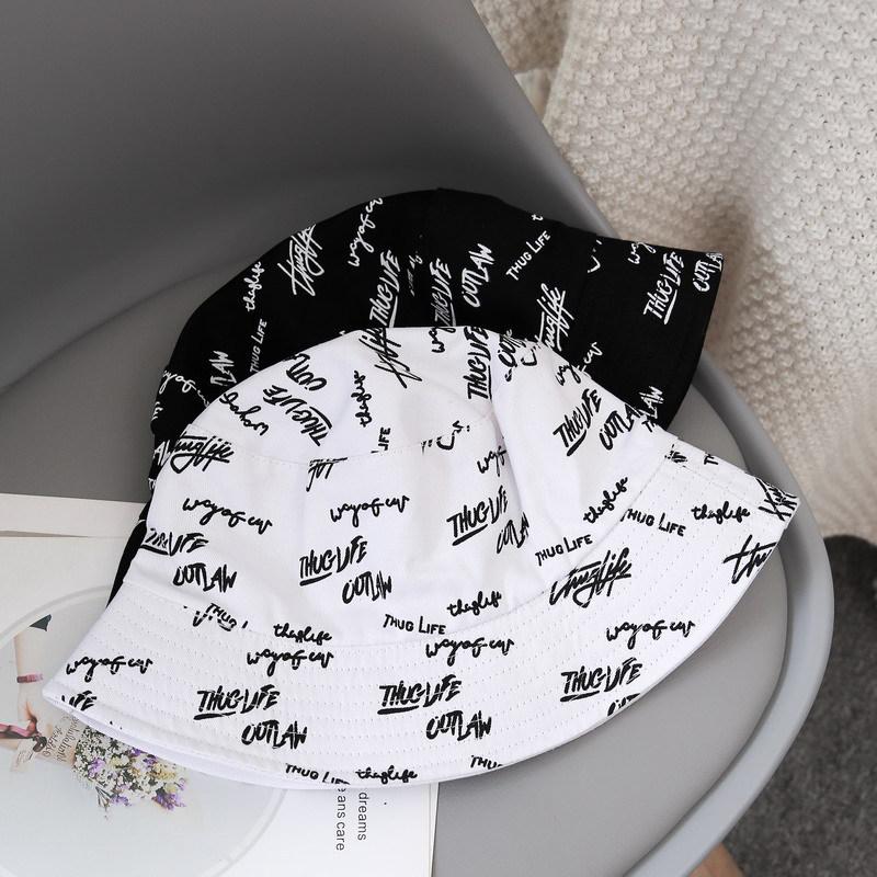 Korean Fashion Embroidered Reversible Fisherman Hat - Unisex Casual Small Brim Sun Hat