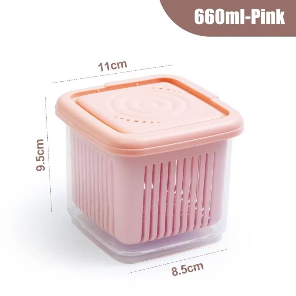 

Transparent Scallion Box Double-layer Fresh-keeping Container High Quality Fruits Storage Box Pink 660ml