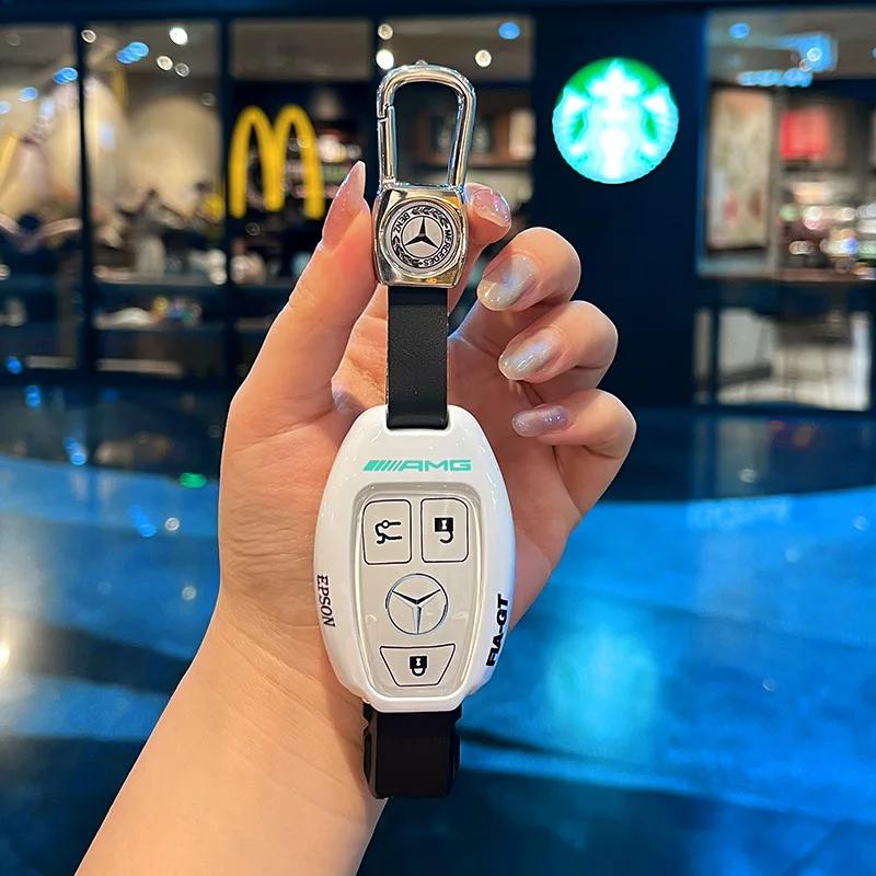 Car Sticker Car Remote Key Case Fob Cover Protective Shell Keychain Holder for Mercedes Benz CLS CLA GL R SLK AMG A B C S Class