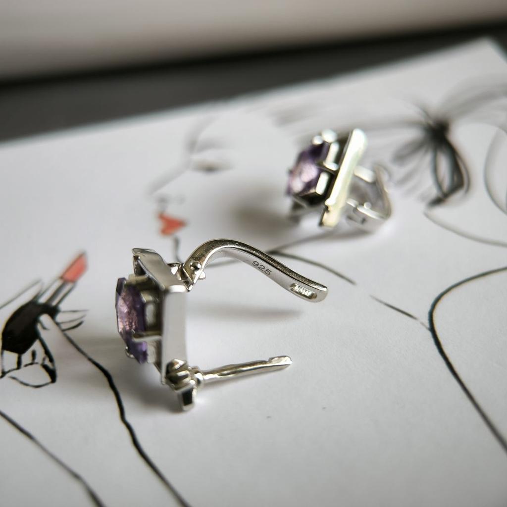 Серебряные серьги с натуральным аметистом 2.942ct (2189329)