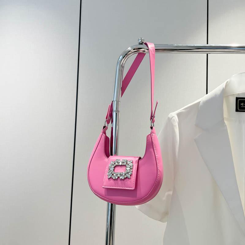 

Temperament bright diamond small bag women 2025 new trend fashion handbag Internet celebrity shoulder armpit bag small bag women розовый