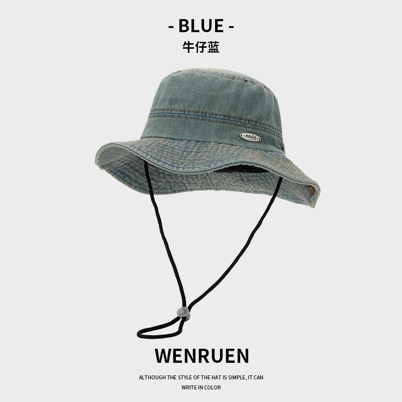 

Denim bucket hat girls big eaves sunshade sunscreen hat spring and summer outdoor hiking camping mountain hat men average size [head circumference 56-58cm]