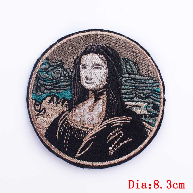 Van Gogh's Art Applique Iron On Patches On Clothes Cartoon Waves Starry Sky Embroidered Patches For Clothing Decorate Stickers