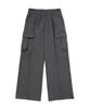 CHAMBROS Cargo Pocket Wide Double-Pleat Elastic Slacks [Gray]