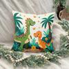 1Pc Cartoon Dinosaur Jungle Print Throw Pillow Cover,Suitable For Sofa,Bedroom,Living Room,A Fun Gift For Dinosaur Lovers