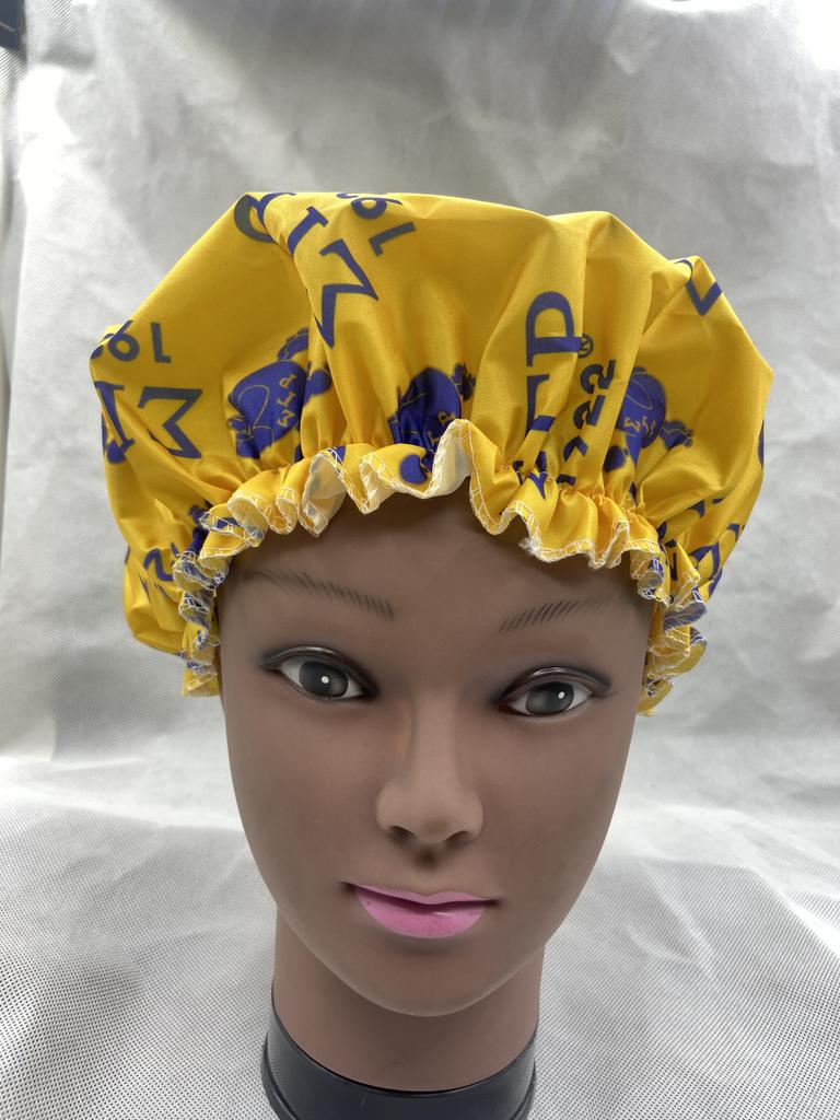 Sigma Gamma Rho Yellow Color Blue Greek Letter Campus Sorority Hair Stain Bonnets 1922 SGRho Letters Night Sleep Hat for Lady