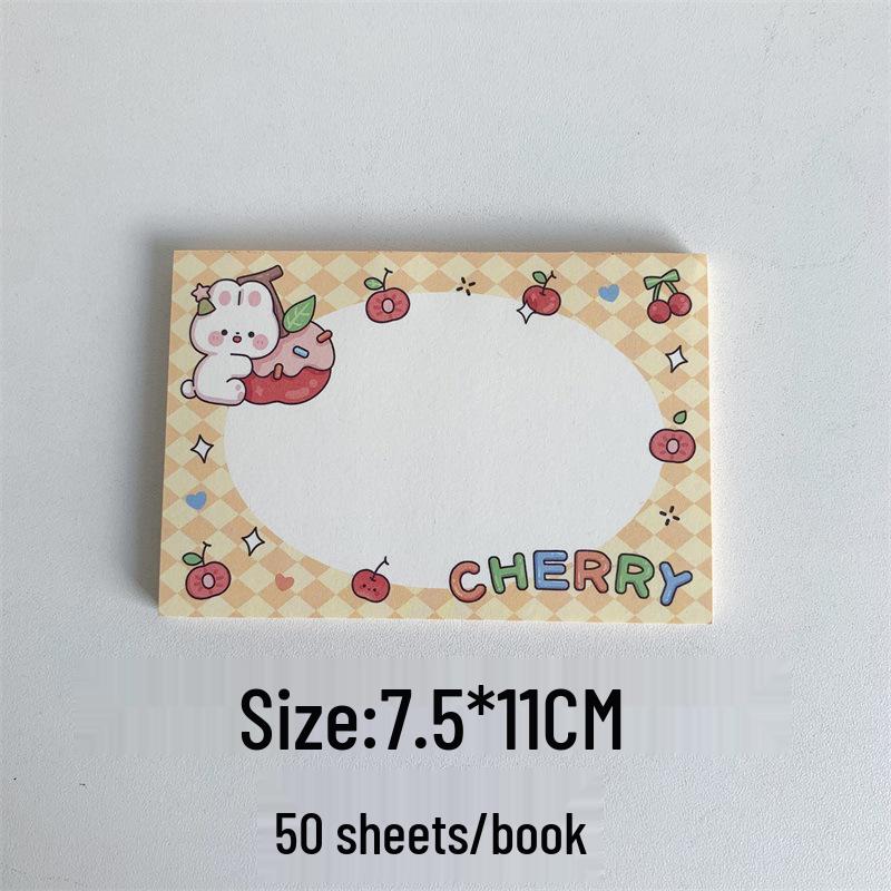 Cartoon Cute Tearable Sticky Note Pad - Non-Adhesive Convenience Message Notes 50 pages/book