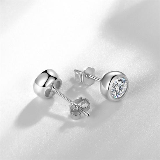 Stud Earrings For Women And Men Silver Plated Bubble Cubic Zirconia Round Stone Simple Earrings Small Fashion Jewelry CCE631