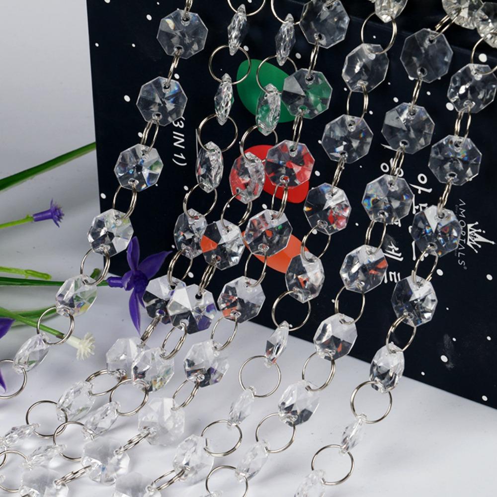 DIY 5Meters Octagonal Bead Curtain Acrylic Crystal Gems Bead Strands Hanging Clear Diamond Chain Party Decorations