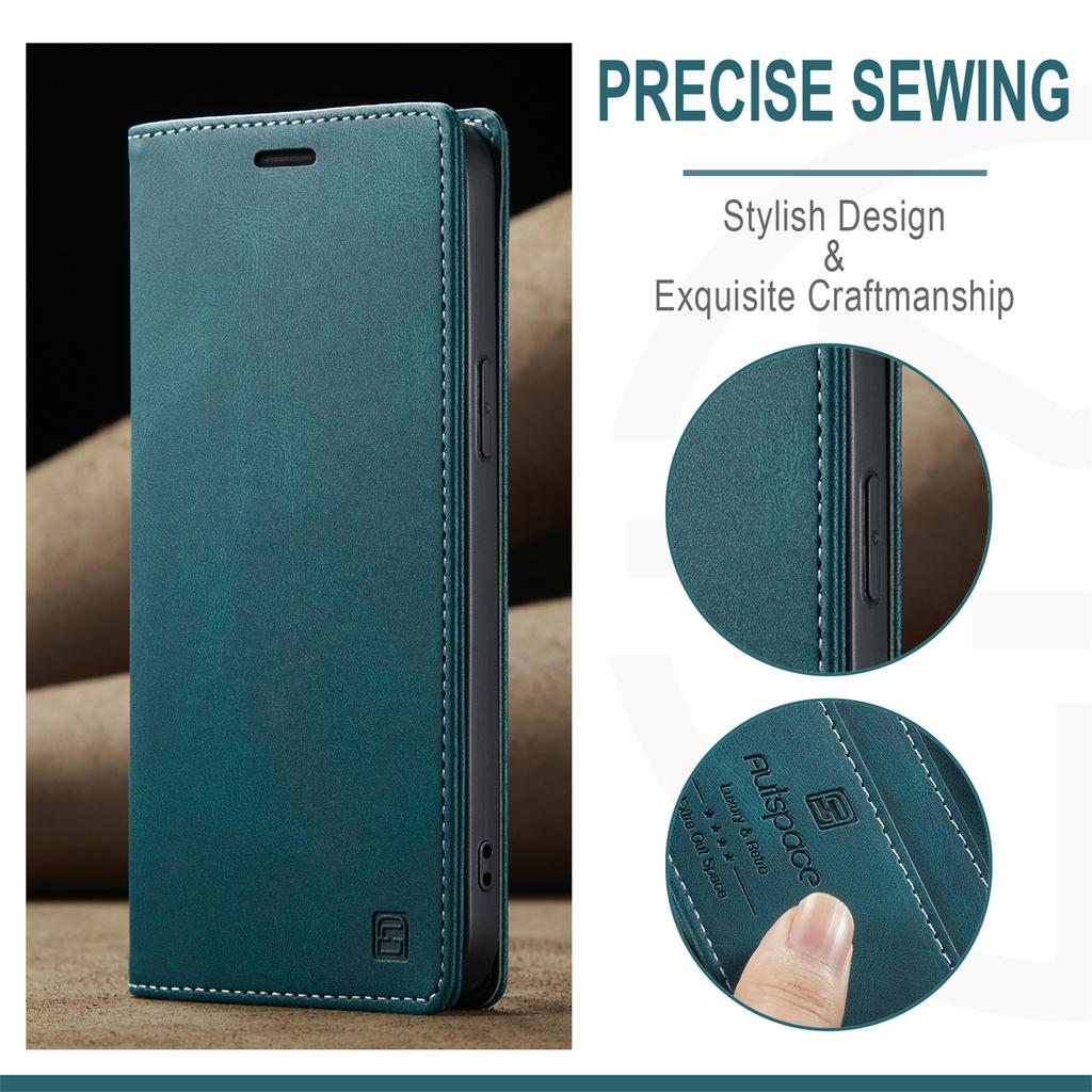 For iPhone 15 Plus Vintage Leather Flip Wallet Case with RFID Blocking Card Slot, Matte Retro Folio Cover for Women Men (4 Colors)
