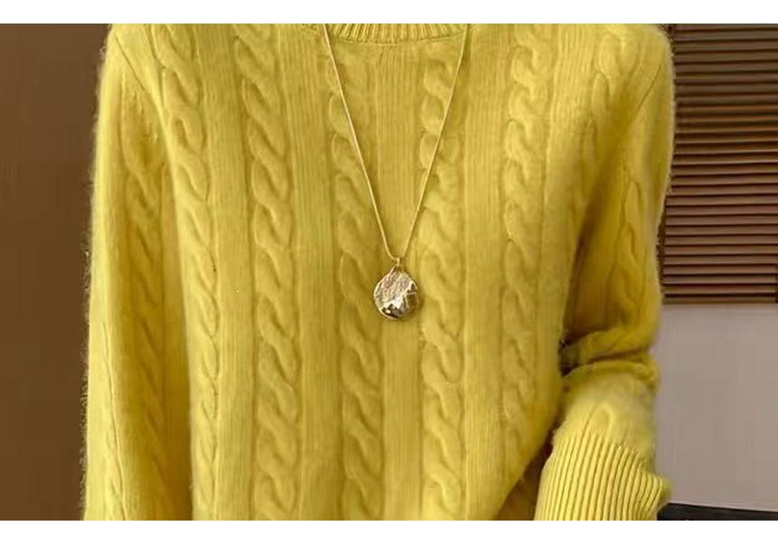 Women's 100% Cashmere Ribbed Sweater - Thick, Loose, Solid Color Pullover for Autumn and Winter