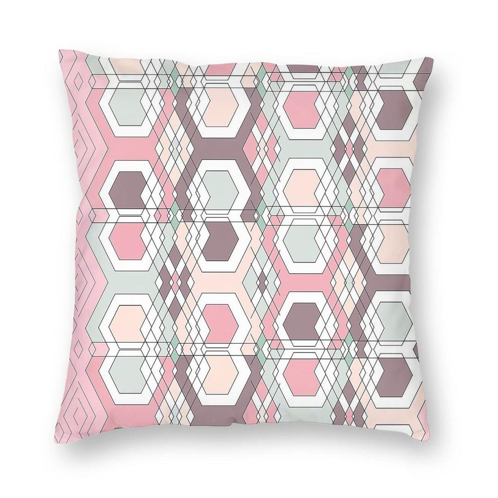 Neapolitan Hexagons Square Pillowcase Polyester Linen Velvet Creative Zip Decor Pillow Case Sofa Seater Cushion Cover