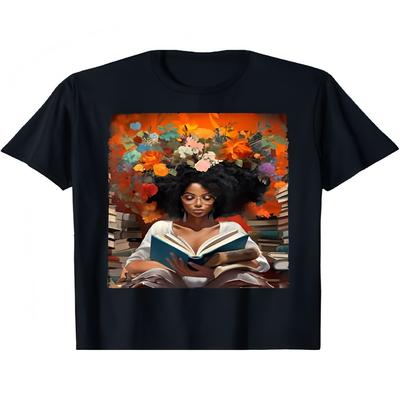 History Educated Reading Book Queen Afro Women T-Shirt