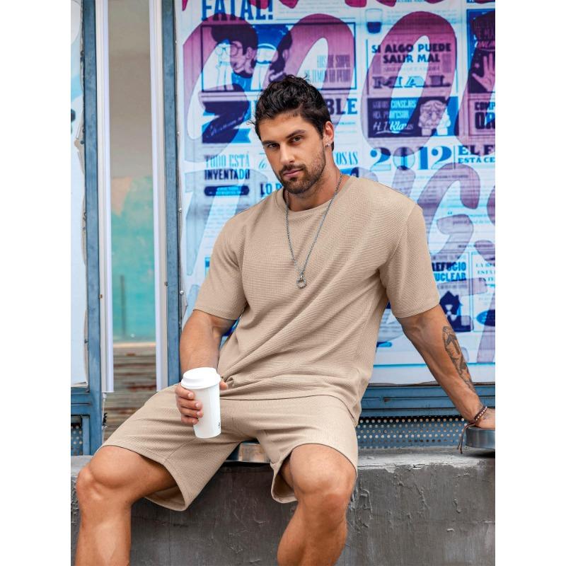 Summer New Letter Print Men's Suit Fashion Short Sleeve Shorts Suit Outdoor Street Men's Sports Shorts Daily Casual Pants
