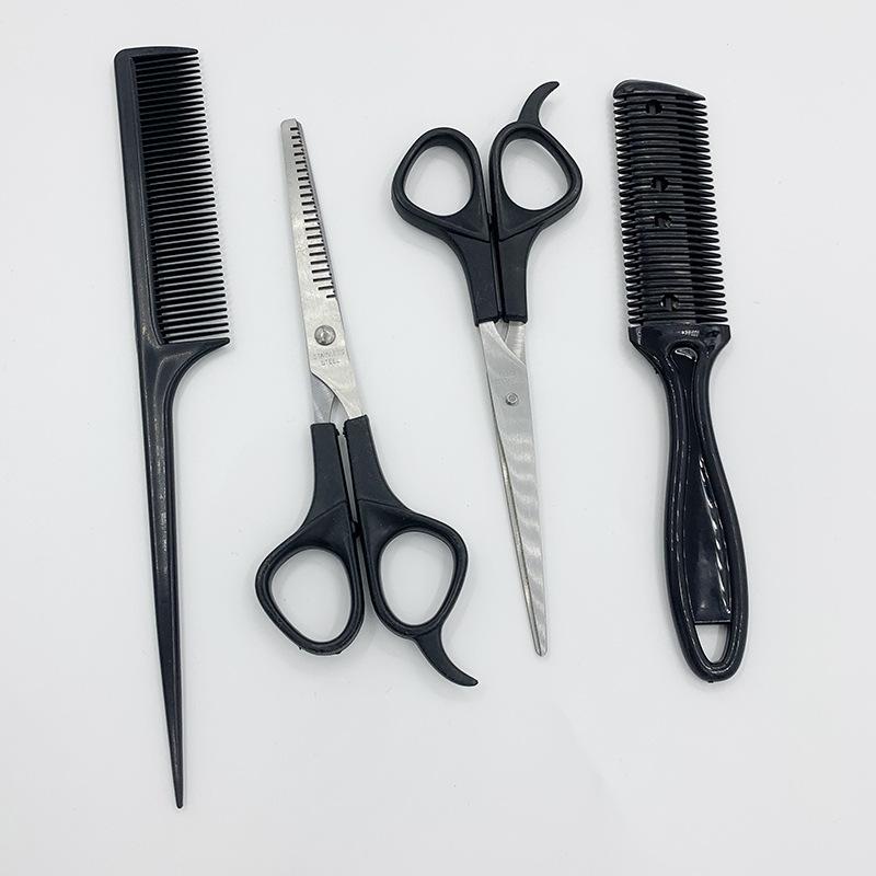 

4pcs Hair Clipper Set, Hairdressing Flat Clippers, Thin Teeth Clippers, Home Professional Hair Cutting Tools 4pcs чёрный