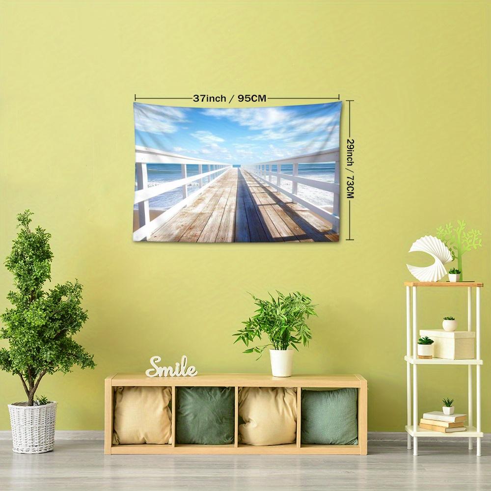 1pc Bohemian Beach Pier Tapestry - Vibrant Ocean Sunset & Wooden Boardwalk Design, Polyester Wall Hanging for Living Room or Bedroom Decor, Perfect Ho