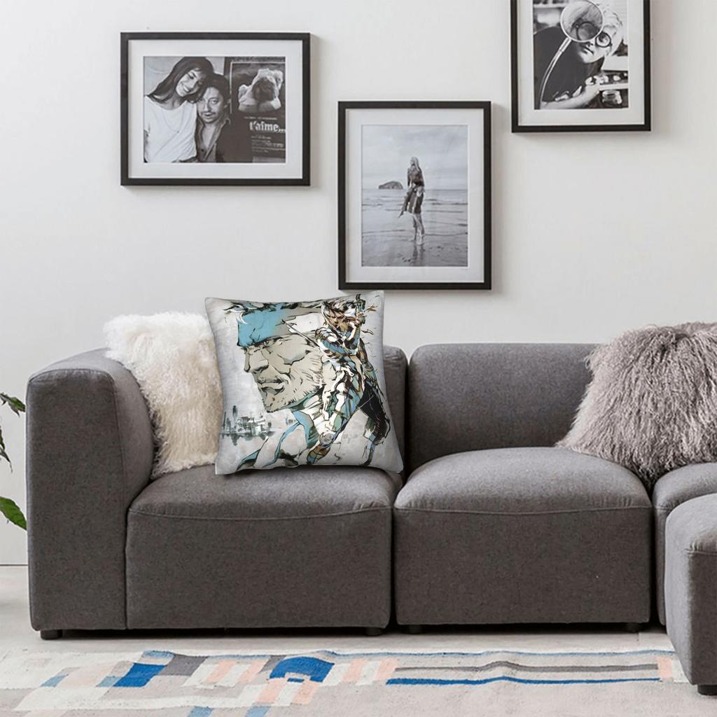 Pillow Case Metal Gear Solid 2 Poster Square Pillow Cover For Living Room Bed Chair Fashion Pillowcases