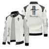 [European Fleece-Lined Jacket] Mustang Motorcycle Logo Leather Jacket Plus Size Printed Autumn/Winter Jacket PU High-End Men's Wallet