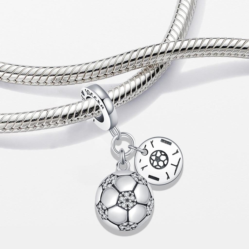 Charms Copper Sports Series Pendant Football Volleyball Tennis Basketball Dumbbell Beads For Original Bracelet Diy