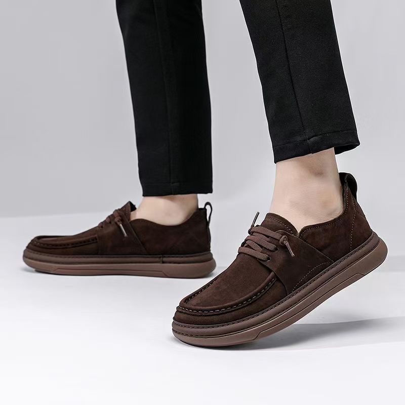 Crooked head leather shoes men's autumn new versatile business casual leather men's shoes platform