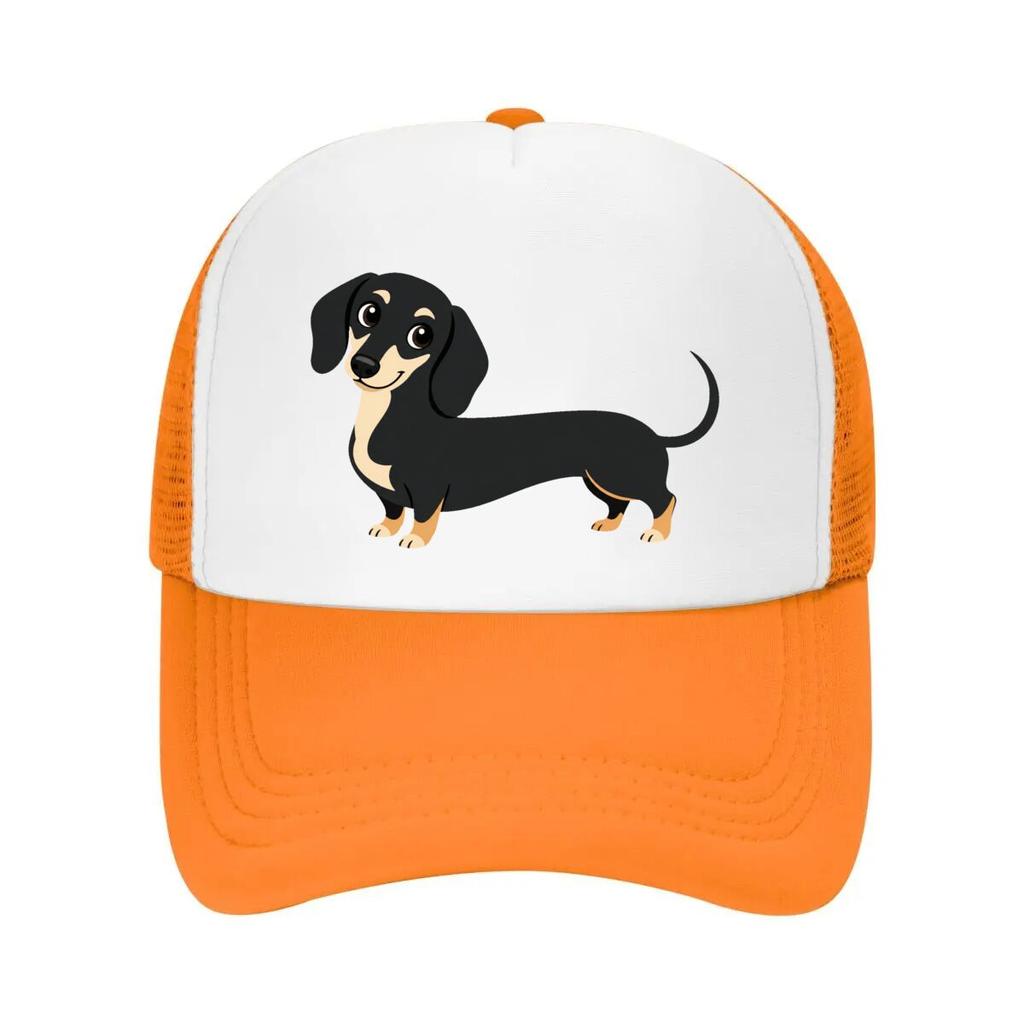 Playful Long Body Dachshund Illustra Mesh Baseball Cap Casual Hat Outdoor For Womens Unisex FeUnisex