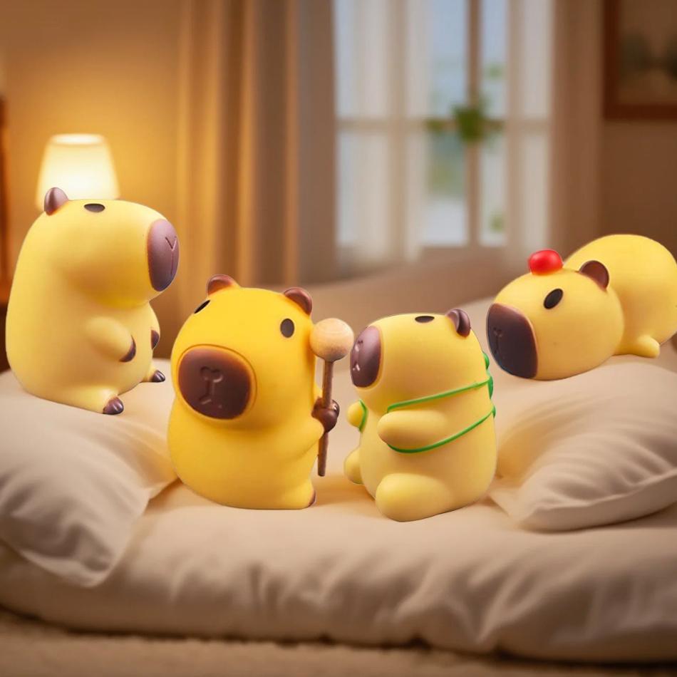 Wielokrotne kreskówkowe lampki nocne z kapibarą zapewniają komfortową atmosferę do snu, dobra lampka na dobranoc do wystroju pokoju dziecięcego