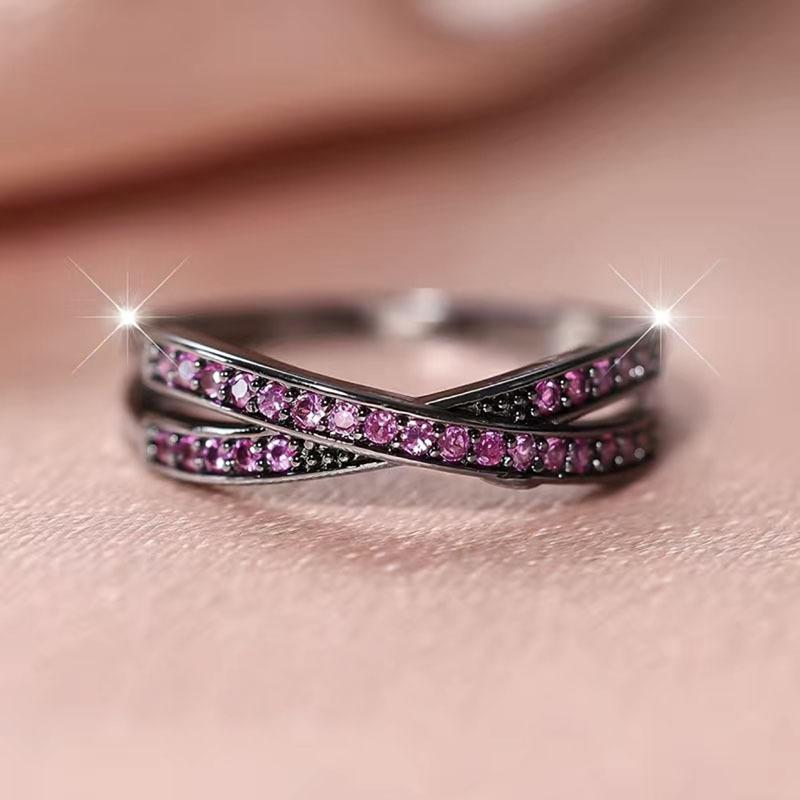 Cross-band diamond ring, shining exquisite, suitable for Independence Day, daily wear, fashionable and versatile