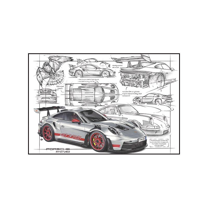 Pittura su Tela Poster a Tema Auto Pittura Decorativa Soggiorno Camera da Letto Stanza E-sport Murale da Corsa Supercar GTR