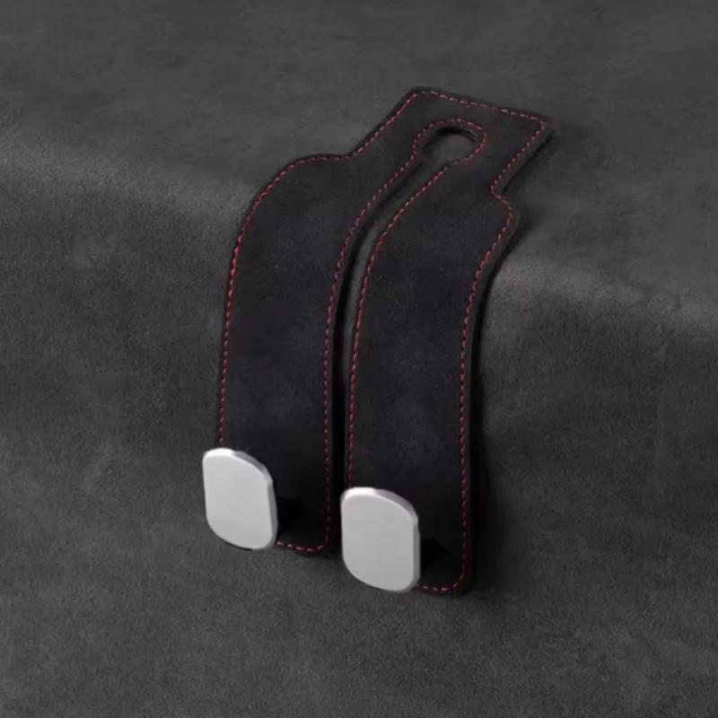 Universal Car Seat Headrest Hooks 2 in 1 Soft Leather Car Seat Back Hook for Purse and Bag Backpack Double Hook Car Seat Hanger