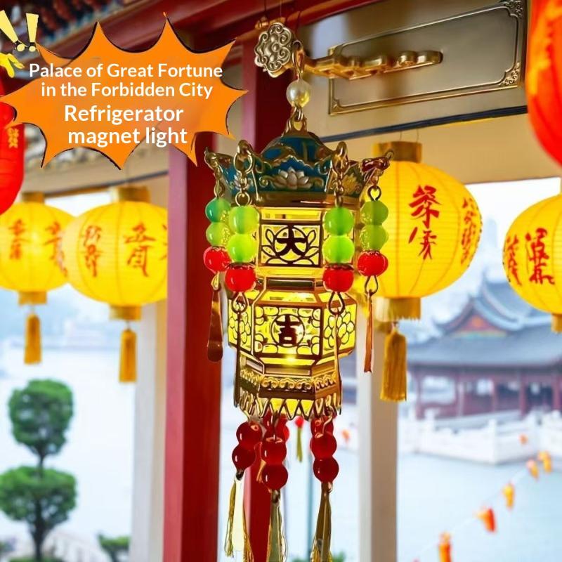 Beijing Palace Museum Grand Gedi Palace Lantern Refrigerator Sticks Lantern Glowing Tourism Chinese Refrigerator Magnets