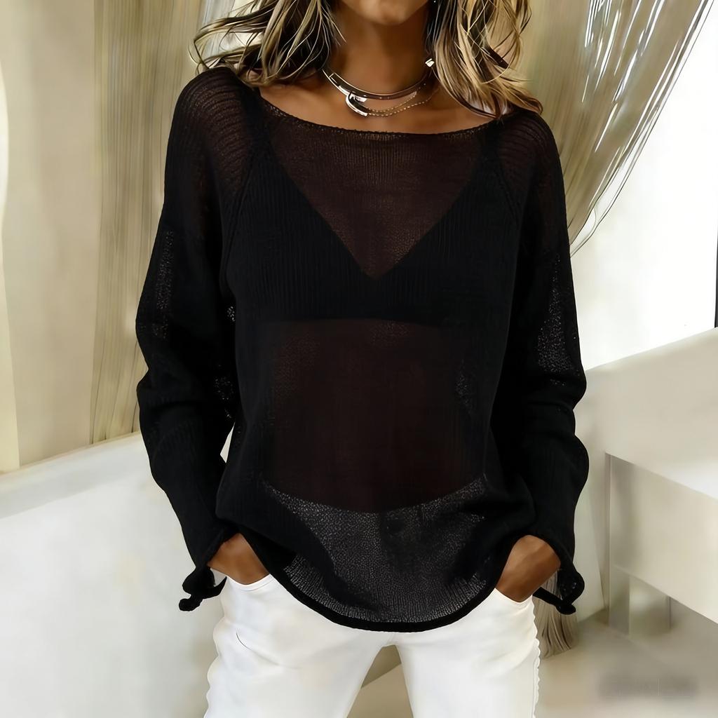 Women's Fashion Casual -color Long-sleeved Top