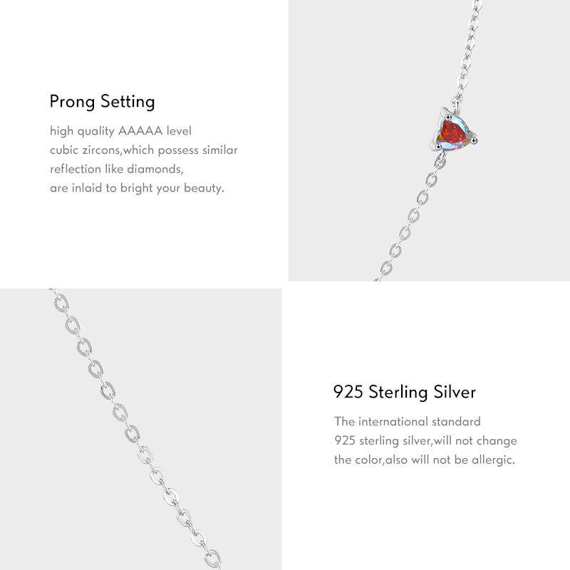 MODIAN Colier cu lanț de zale cu zirconiu colorat din argint 925, pandantiv cu inimi multiple pentru femei, bijuterii fine de nuntă