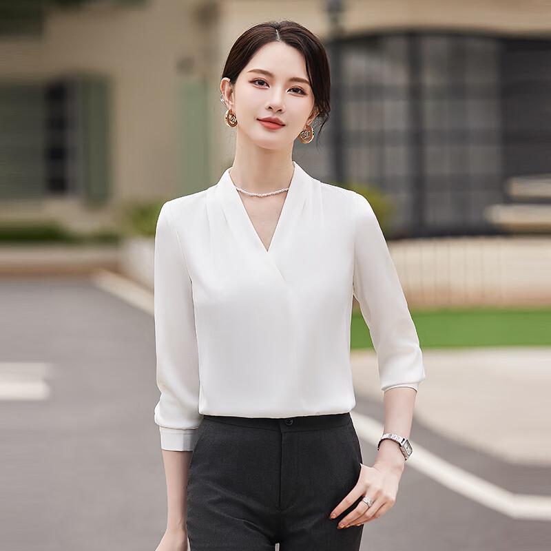 Women's V-Neck Chiffon Professional Blouse