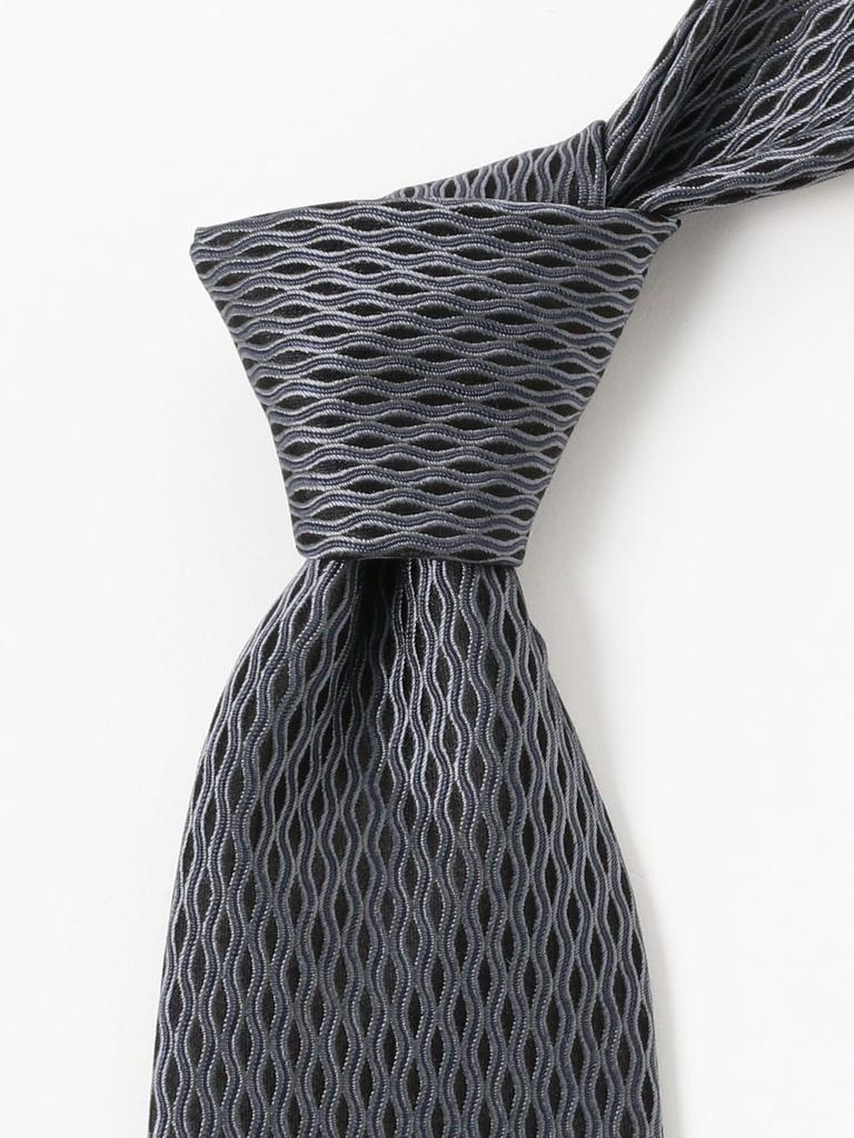 [BEAMS F] Silk Wave Pattern Jacquard Necktie for Men, Grey Free