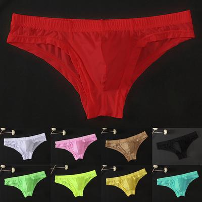 Slip da uomo sexy trasparenti a vita bassa traspiranti con custodia rigonfia
