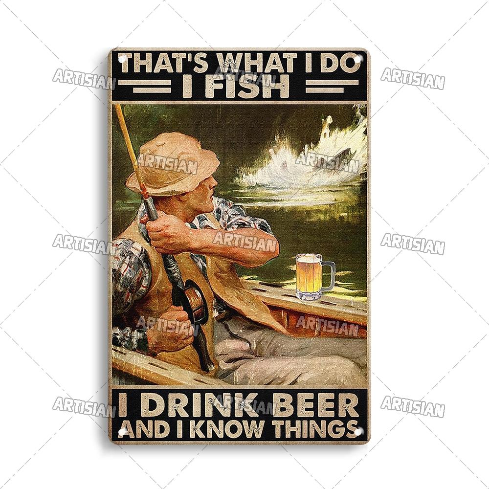 Artisian Fishing Metal Sign Sport Tin Plaque Lure Bait Decorative Poster Wall Decor Garage Bar Pub Club Hotel Cafe Kitchen Home
