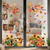 Removable Maple Leaf Clings Autumn Harvest Window Decals, Sunflower Pumpkin Bird Static Cling Stickers, Classroom Fall Theme Displays Reusable
