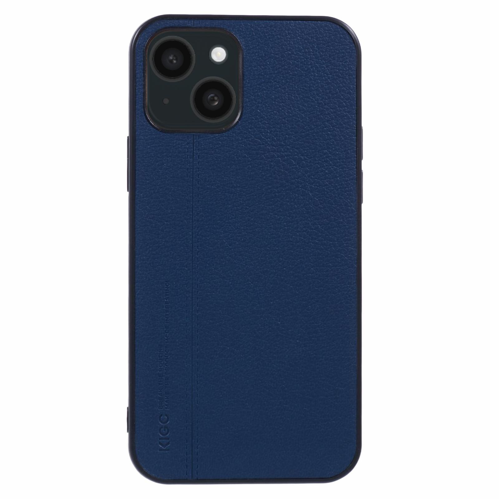 KIGC For iPhone 15 Case Litchi Texture Leather Coated PC+TPU Phone Cover B