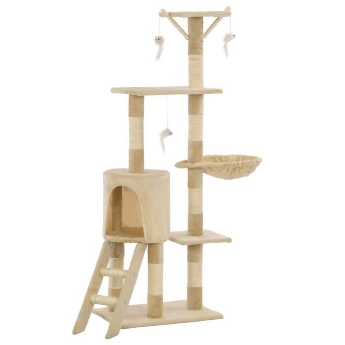 VidaXL Cat Tree with Sisal Scratching Posts 138 Cm Beige