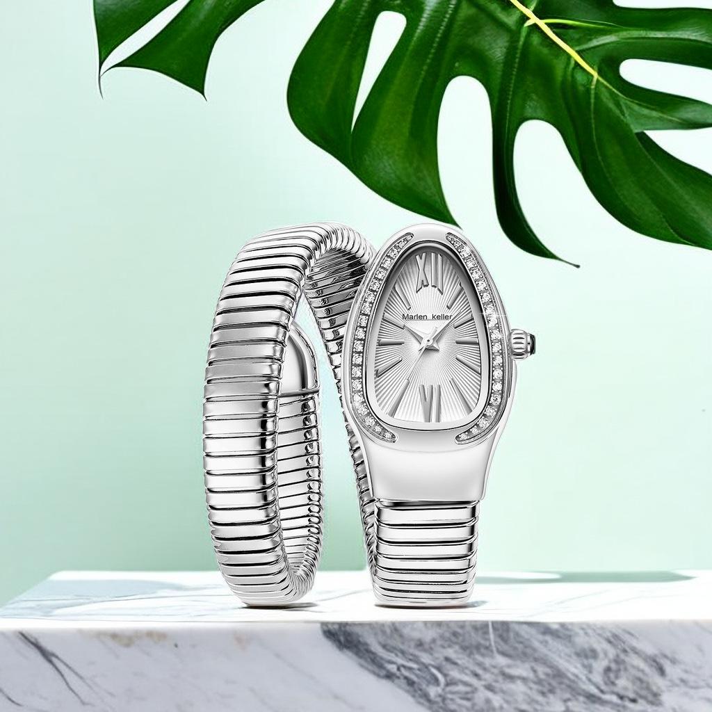 Elegant Design Ladies Watches Unique Snake Shaped Design Bracelet Women's Quartz Wristwatches Best Gift