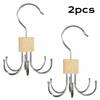 2PCS 360° Rotating Storage Hanger Hook Multi-Claw Bag Metal Belts Rack Wooden Organizer For Bras Ties Scarves Household Closet