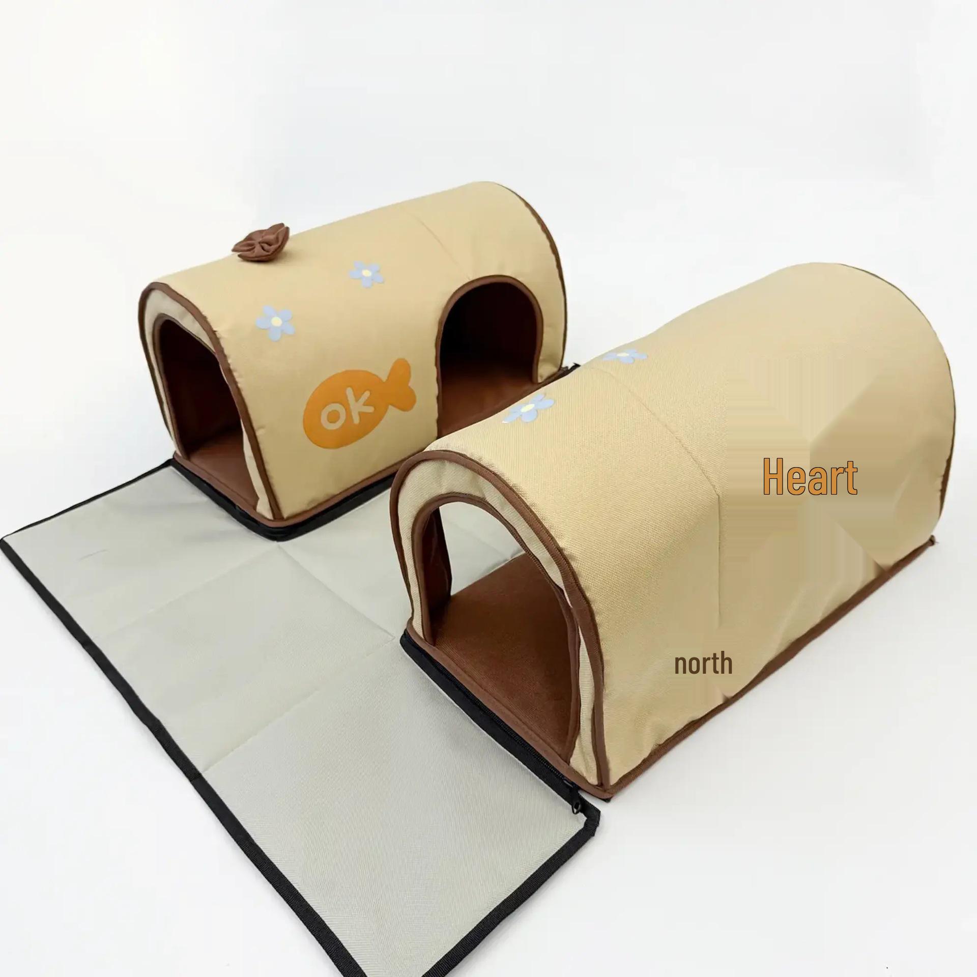 

Cozy Cat Hideaway: Washable Tunnel Bed & Playhouse One Size жёлтый