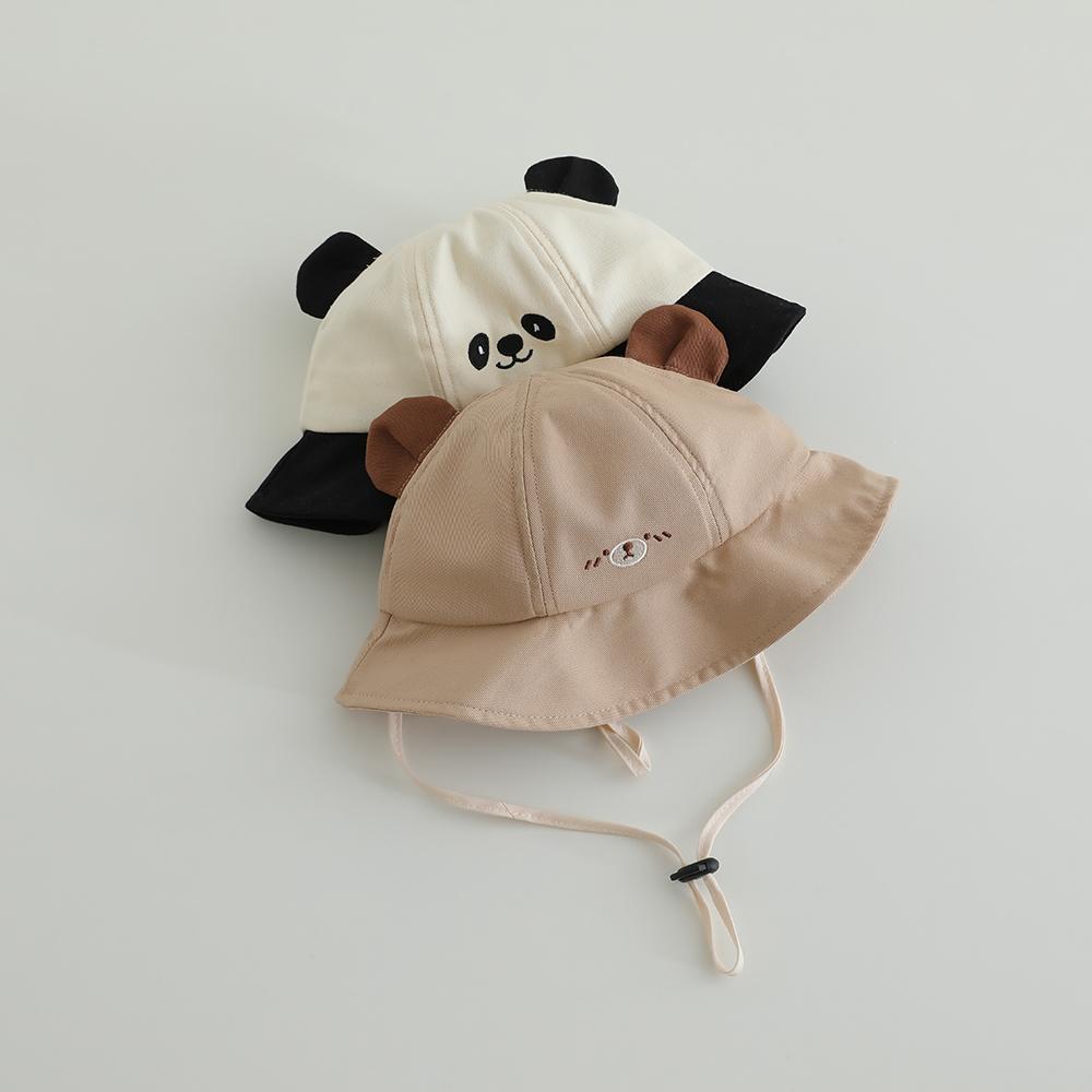 New Panama Summer Baby Bucket Hat for Boys Girls Cotton Cute Bear Toddler Sun Cap Children Beach Sun Hat Kids UV Protection Cap