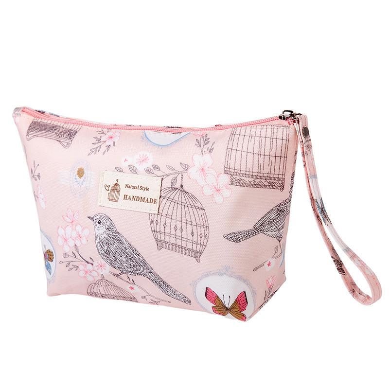 Portable Waterproof Printed Cosmetic Bag Travel Ladies Zipper Handheld Toiletry Bag Multifunctional Storage Bag In Modern Minimalist Style