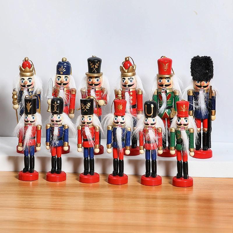 6Pcs/Set Wooden Nutcracker Diy Puppets Doll Toy Christmas Pendant Ornament Holiday Figurines Gift