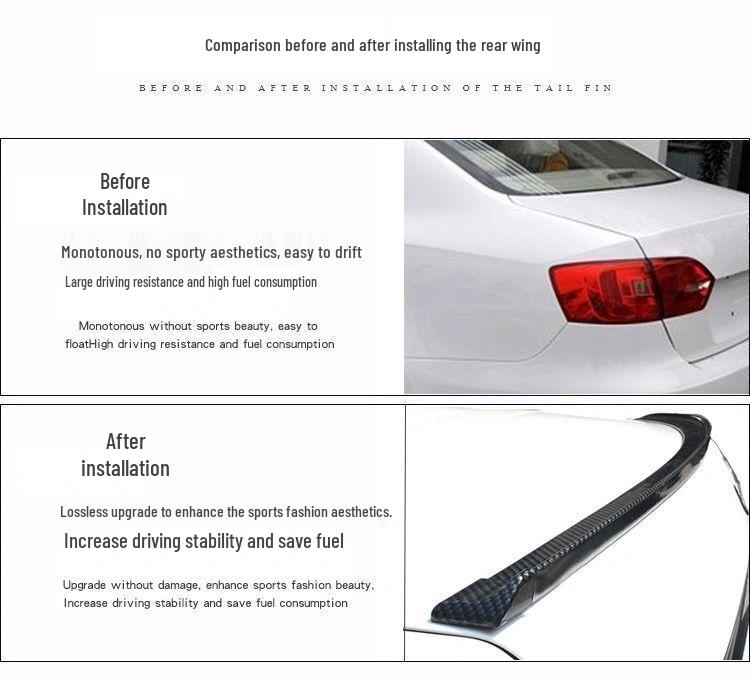 Universal No-Drill Rear Spoiler Wing Air Deflector