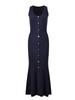 European & American Women's Elegant Knit U-Neck Vest Dress - Slimming Long Spring/Summer Design