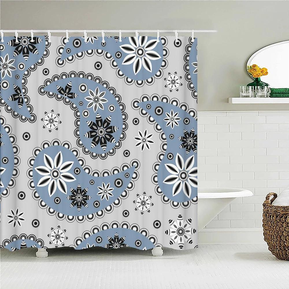 Bohemian Shower Curtains Retro Colorful Boho Printed Bath Curtain Polyester Fabric Home Decor Mosaic Shower Curtains with Hooks