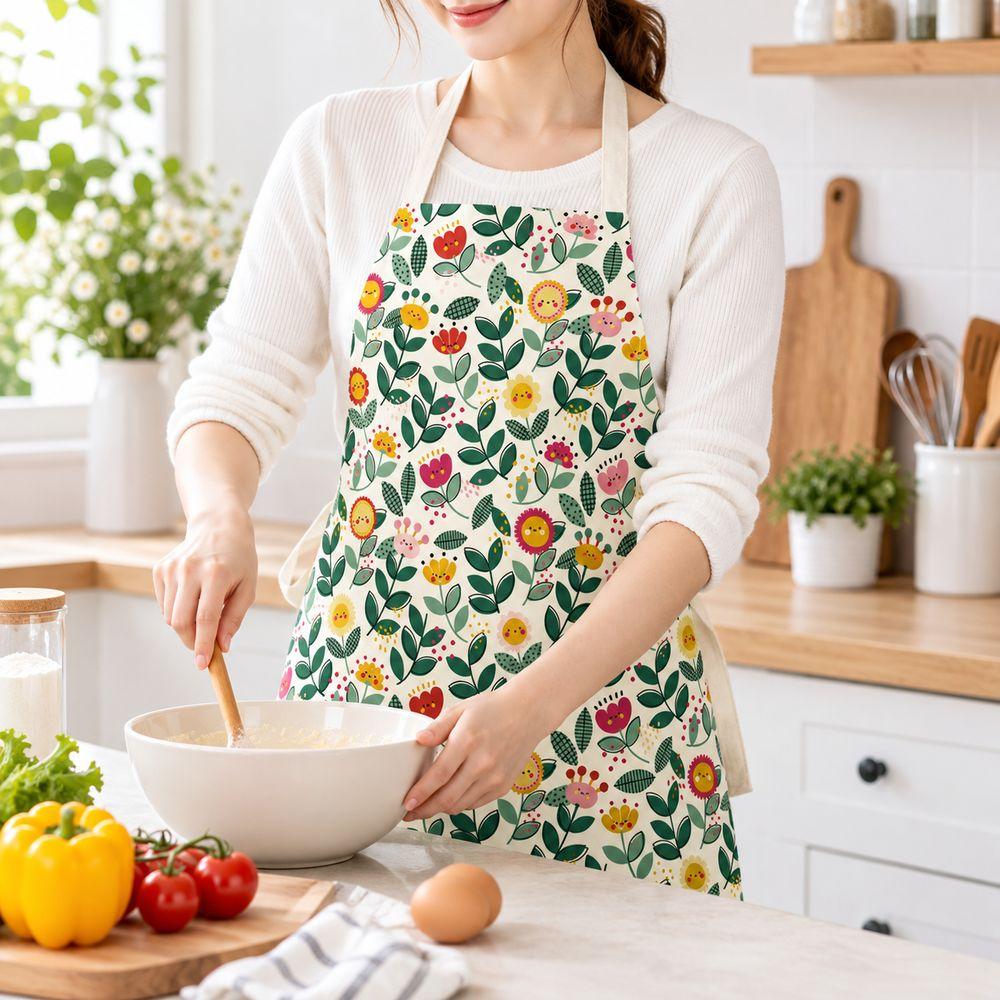 Flower Print Floral Print Apron Soft Fabric Baking Aprons New Plant Aprons Baking